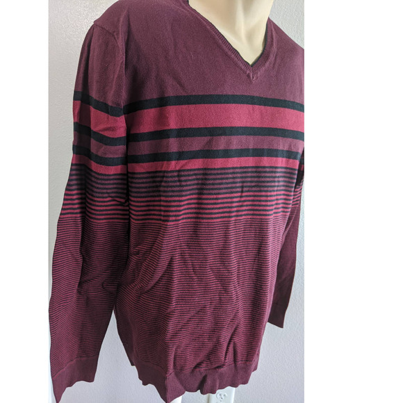 Alfani Other - Alfani XL Men's Sweater Red and Black Striped Pullover V-Neck Lightweight New